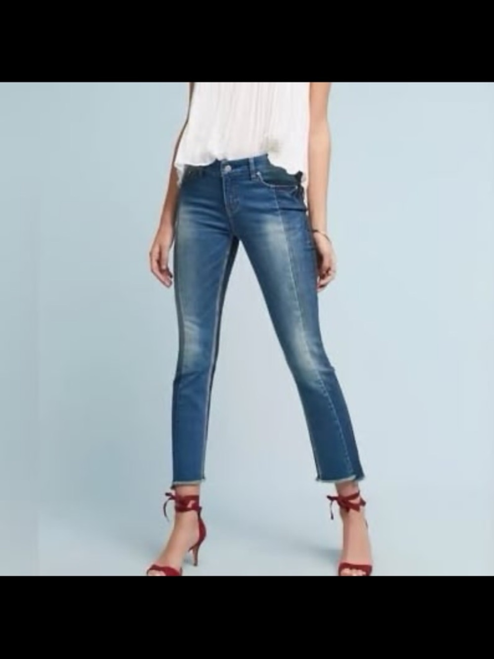Anthropologie’s Pilco&the Letterpress two-tone Jeans with raw hem Slim straight